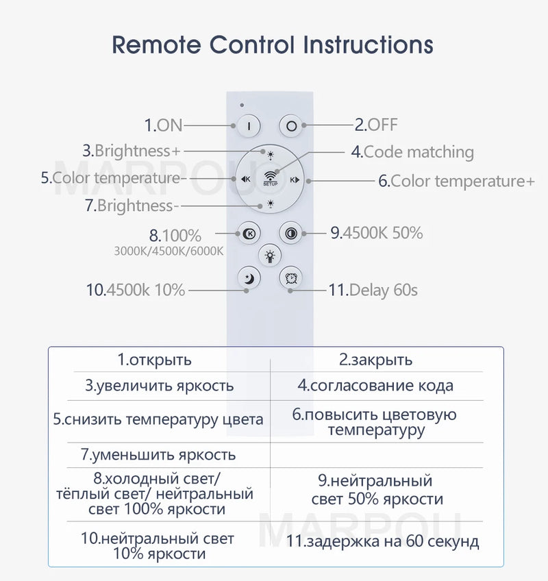 MARPOU Lâmpada de teto inteligente lâmpada led para luzes de teto de quarto com controle remoto Luzes led reguláveis para sala de estar