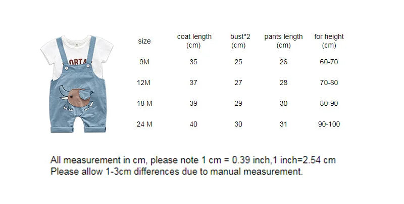 Roupas de Verão para Bebês e Meninos de Manga Curta Algodão Macio & Macacões Para Crianças Roupas Casuais para Meninos Roupas Diárias 0-3Y Roupas