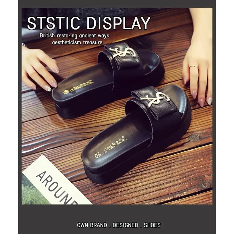 Chinelos Sapatos de Verão Mulheres Plataforma Design Slides Letras Da Moda Senhoras Sapatos Chinelo Casual Fora Antiderrapante Chinelos Sandálias