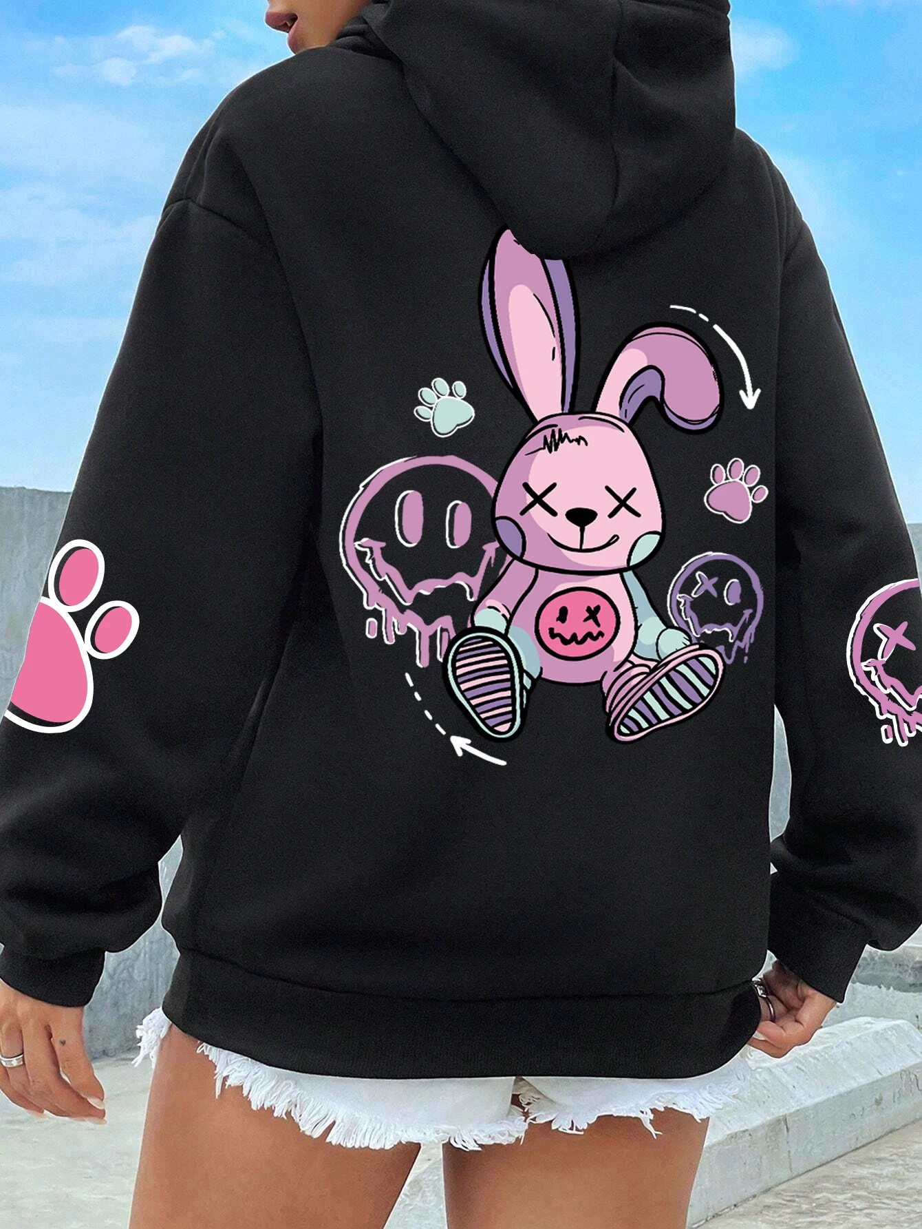 Hip Hop Street Casual Impresso Feminino Hoodies Moda Hoodie Oversize Solto Novos Moletons Outono Quente Fleece Roupas