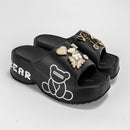 Novo urso preto e branco com sola grossa sandálias e chinelos femininos E19