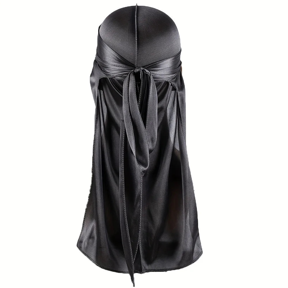 Boné de Seda Durag para Homens Bandana Silky DuRag Doo Rag Long Tail Waves Cap