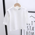 Outono Inverno Crianças Crianças Meninos Meninas T-shirts Tops Gola Alta Sólida Manga Comprida Quente Velo Bottoming Camisas Tees para Crianças
