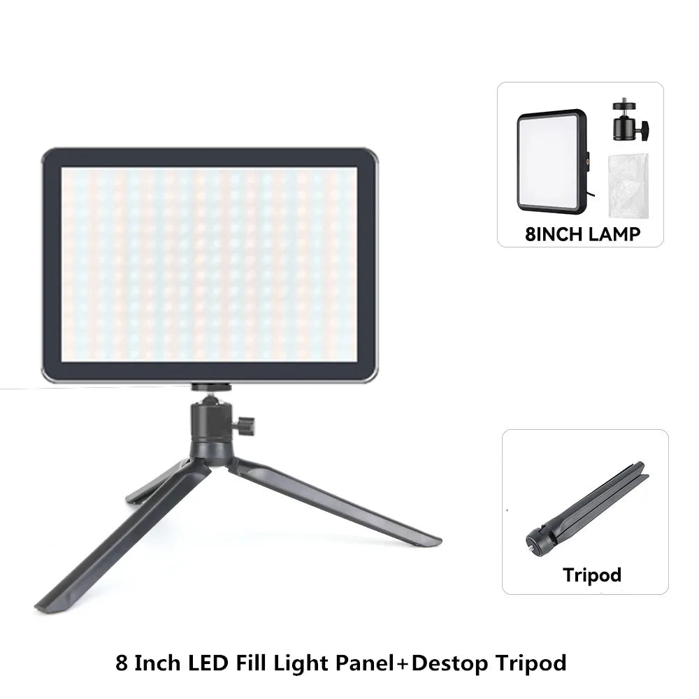Luz de Videoconferência LED para Fotografia, Luz de Preenchimento Dimmable para Estúdio de Fotografia, Lâmpada de Preenchimento para Transmissão ao Vivo no Tiktok e Youtube