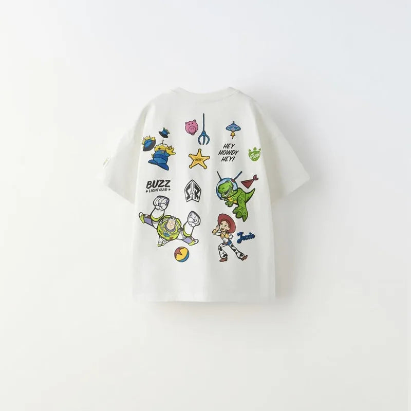 Meninos Dos Desenhos Animados Roupas Da Moda Nova Impressão De Manga Curta Tops Traje De Verão Em Torno Do Pescoço Bonito Camisa De Assentamento Crianças Casual Esportes Tees