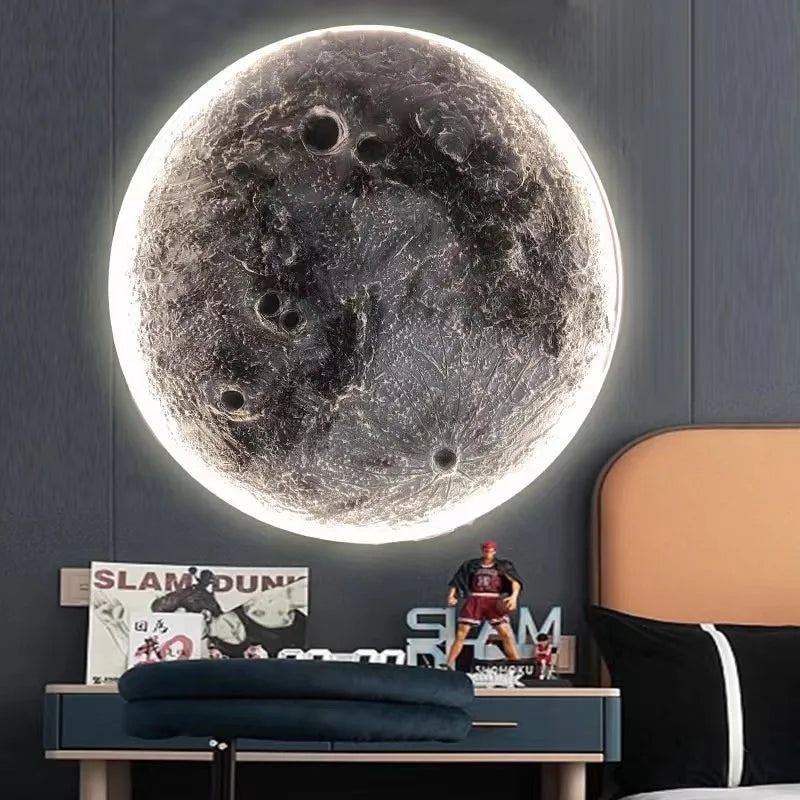 Lâmpada de parede 3D Crater moderna Luxo Redondo Tridimensional Alívio Lua Design Embelezado Decoração de Casa 3 Cor Lâmpada Mural