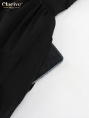 Clacive Sexy Loose Black Cotton Womens Dresses 2024 Summer Strap Sleeveless Ankle Length Dress Elegant Hollow Out Female Dress