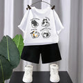 Verão Meninos Algodão T-shirts 5-12T Café Gatos Impresso Tops Cool Kids Tees Manga Curta Crianças Tops de Alta Qualidade Roupas Infantis