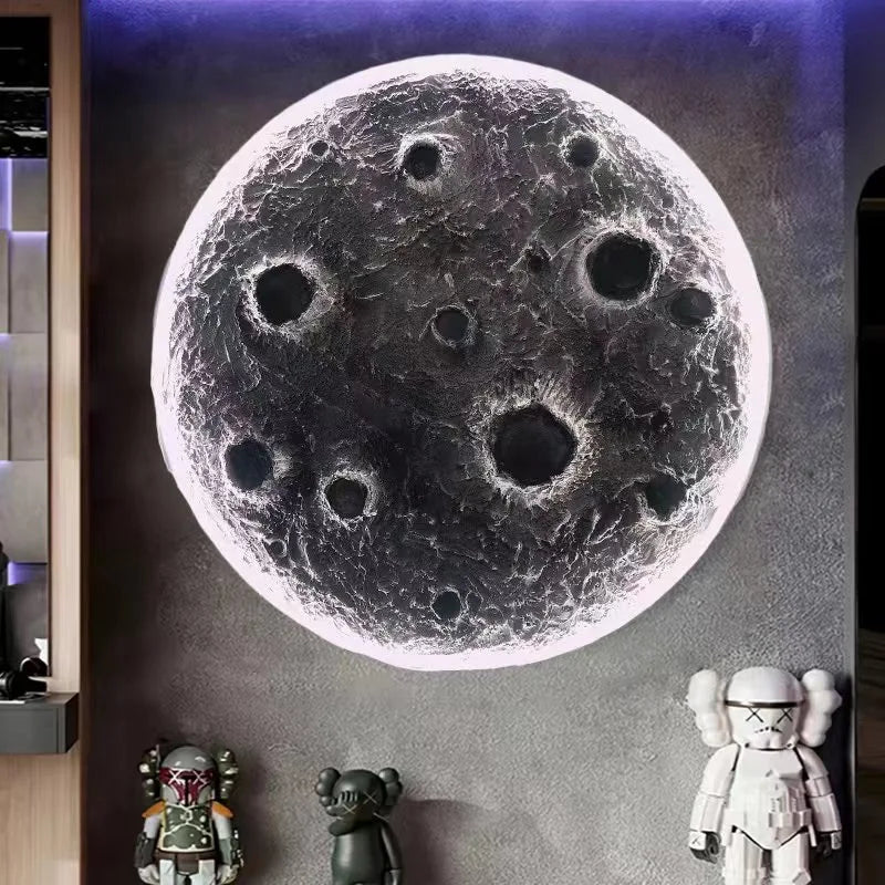Lâmpada de parede 3D Crater moderna Luxo Redondo Tridimensional Alívio Lua Design Embelezado Decoração de Casa 3 Cor Lâmpada Mural