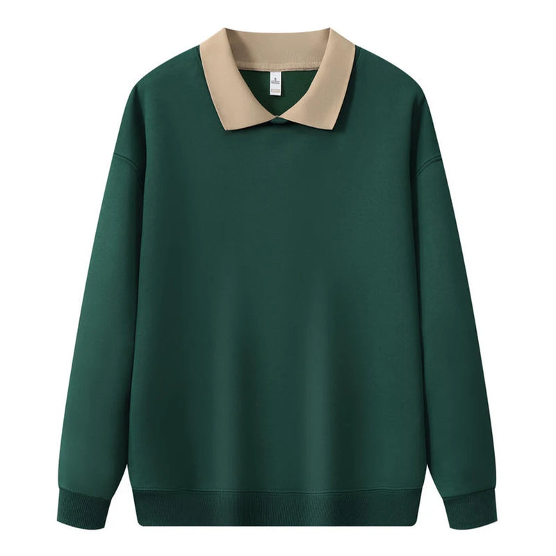 Moletom com capuz de gola polo de manga comprida unissex, blusa de moletom fashion com blocos de cores e patchwork, com capuz para homens, elegante, moletom masculino