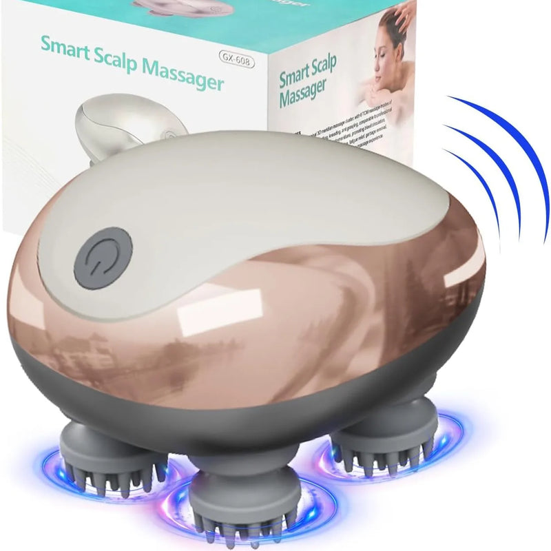Massageador de Couro Cabeludo Elétrico Portátil à Mão, Raspa-Cabeça para Massagem Corporal Completa, Limpeza Profunda e Relaxamento do Estresse.