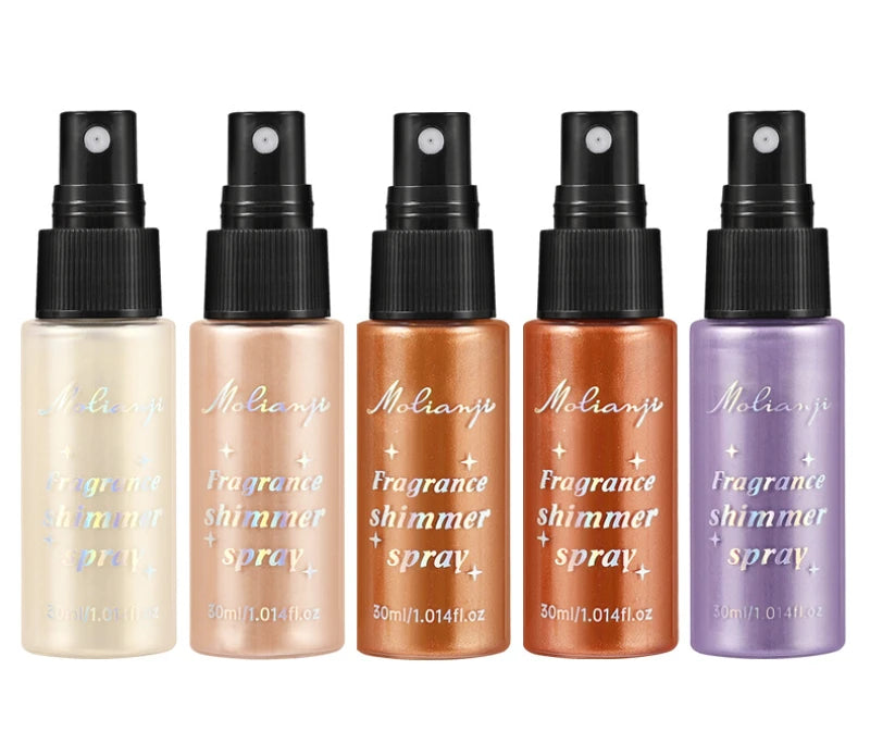 Spray Iluminador com Glitter Perolado, Óleo Loção