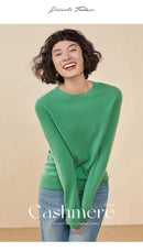 Pulôver feminino outono/inverno 100% puro suéter de caxemira casual suéter de malha gola redonda solto Tops básico versátil Blusa