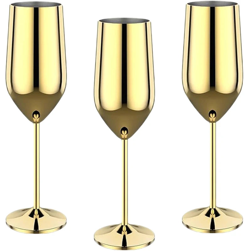 os copos de vinho altos de aço inoxidável 3PCS, projeto moderno elegante, 18oz, podem ser usados para o presente do dia do Valentim e o uso home