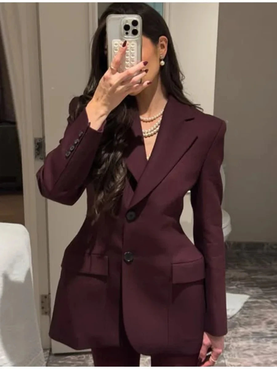 Bornladies Outono Inverno Cintura Fina Chic Blazer Casacos Senhoras Escritório Senhoras Trespassado Moda Ternos Jaqueta Roupas Femininas