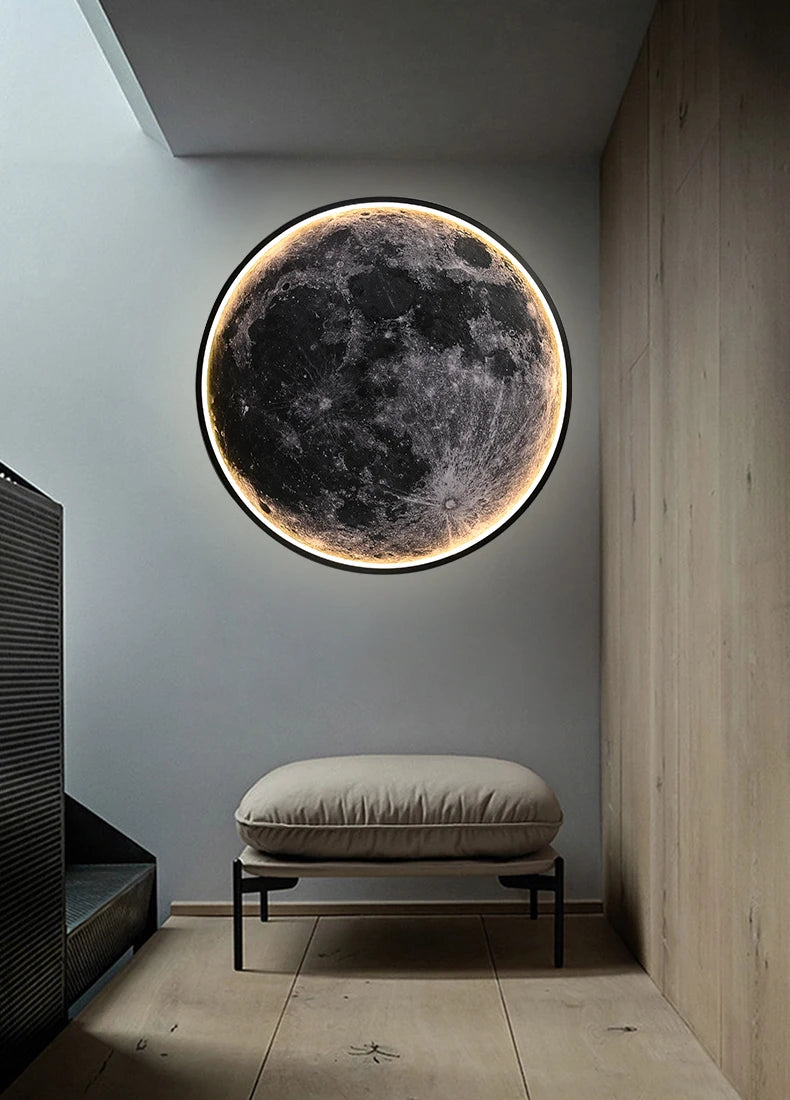Luminária de Parede IRALAN Lua 3D Mural Luminária Terra Luminária de Teto com Controle Remoto para Sala de Estar Lâmpada LED Realista Acessórios para Casa