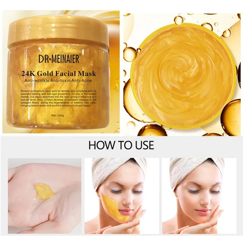 Máscara facial de sono reparadora com colágeno e ouro 24K 250g