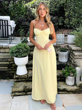 Townlike Elegante Maxi Cintura Longa Envoltório Linha A Vestido Mulheres Alça de Espaguete 2024 Vestido Primavera Verão Sem Encosto Vestidos de Festa Sexy