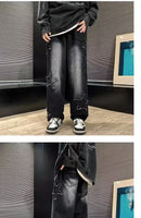 Estrelas Patchwork Homens Jeans Nova Moda Y2K Tassel Pants Coréia Roupas Em Linha Reta Hip Hop Emenda Calças Masculinas Streetwear