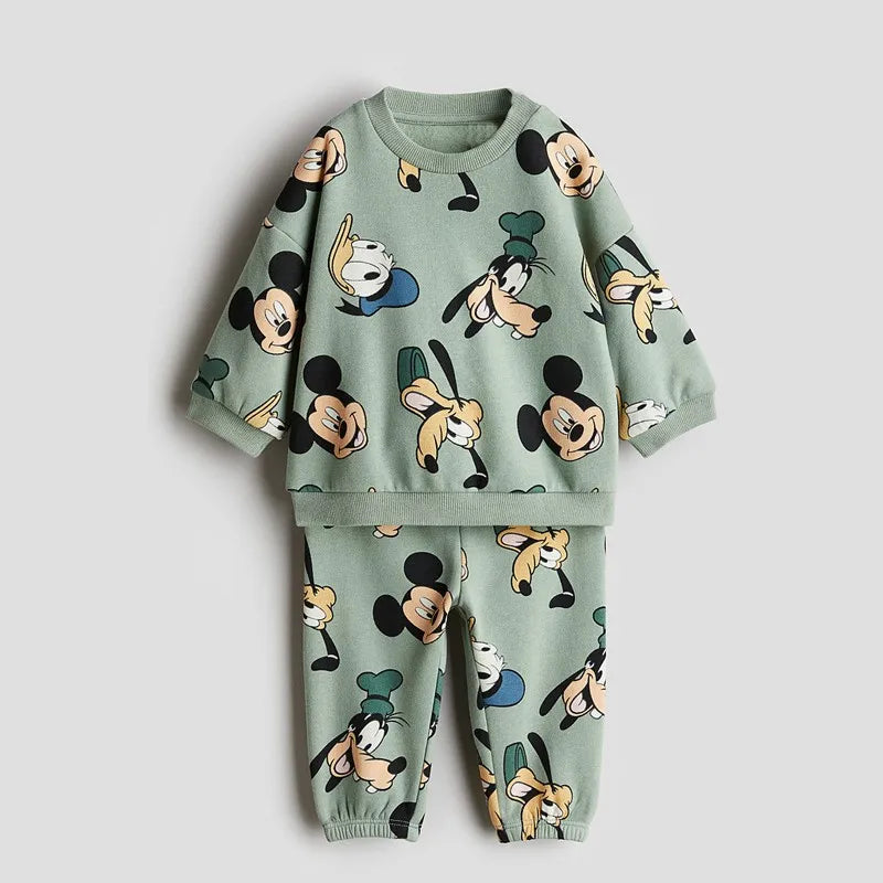Conjunto de 2 peças para meninos com estampa de moletom infantil 6m-6y Outono Roupas infantis de manga comprida soltas com capuz casual roupas infantis roupas de bebê