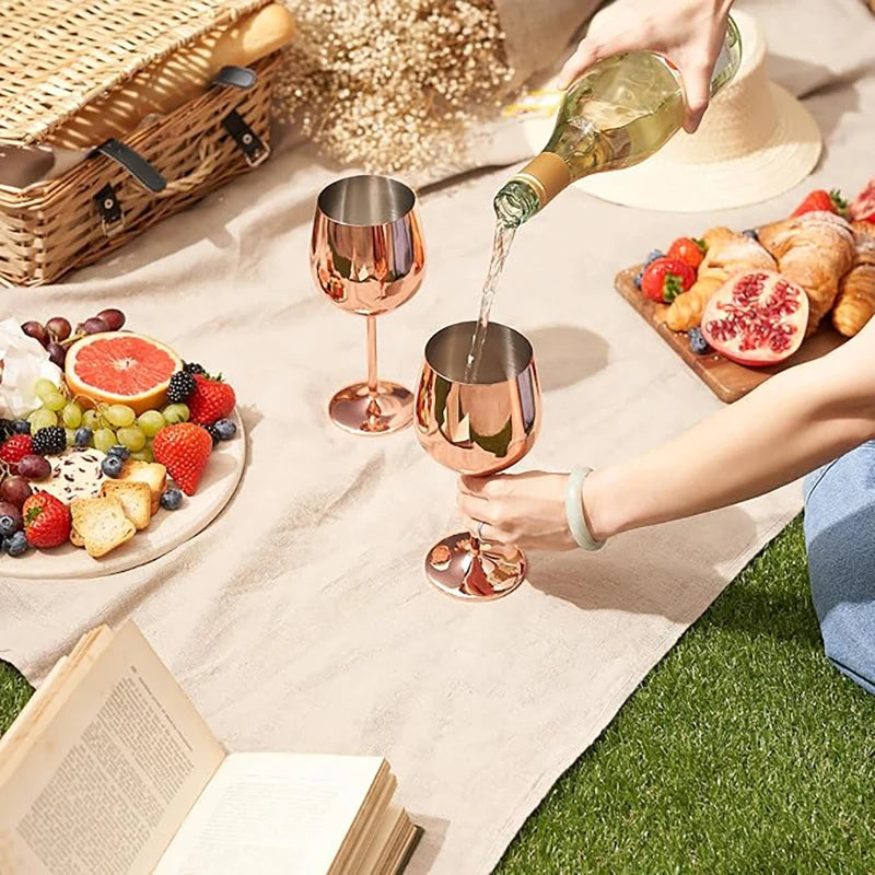 os copos de vinho altos de aço inoxidável 3PCS, projeto moderno elegante, 18oz, podem ser usados para o presente do dia do Valentim e o uso home