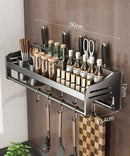 Rack de armazenamento multifuncional Suporte de tábua de corte Utensílios de parede para rack de temperos de cozinha Suporte de colher organizar