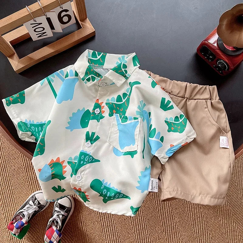 Crianças Roupas mãe Crianças Roupas Crianças Conjuntos Meninos T-shirt Shorts Verão Algodão Manga Curta moda Suit2PCS
