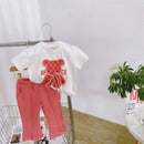 Conjunto de roupas de verão para bebês meninas Camiseta de urso dos desenhos animados infantil e calças largas Terno Crianças de manga curta Top Bottom Tracksuit