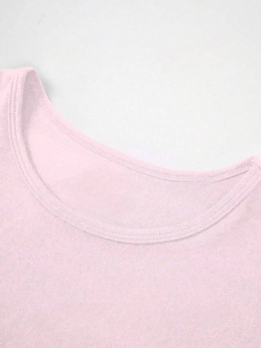 Camisetas Femininas Básicas Decote Redondo Manga Curta Tops Curtos Tops Fofos de Verão Camisetas Slim Fit Y2k Roupas 2024