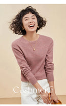 Pulôver feminino outono/inverno 100% puro suéter de caxemira casual suéter de malha gola redonda solto Tops básico versátil Blusa