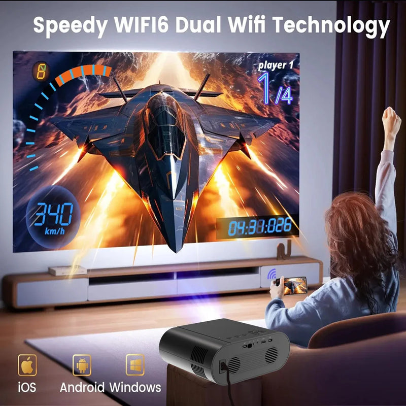 DITONG proyector 4k projetor led 1080p Android com Dual WiFi 6 e Bluetooth AutoFocus Home Theater HD Native smart home