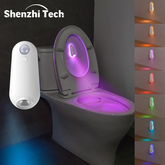Luz noturna com sensor de movimento inteligente LED, luzes de assento de vaso sanitário, lâmpada USB recarregável de 8 cores para corredor de verão WC Camping Home Decor