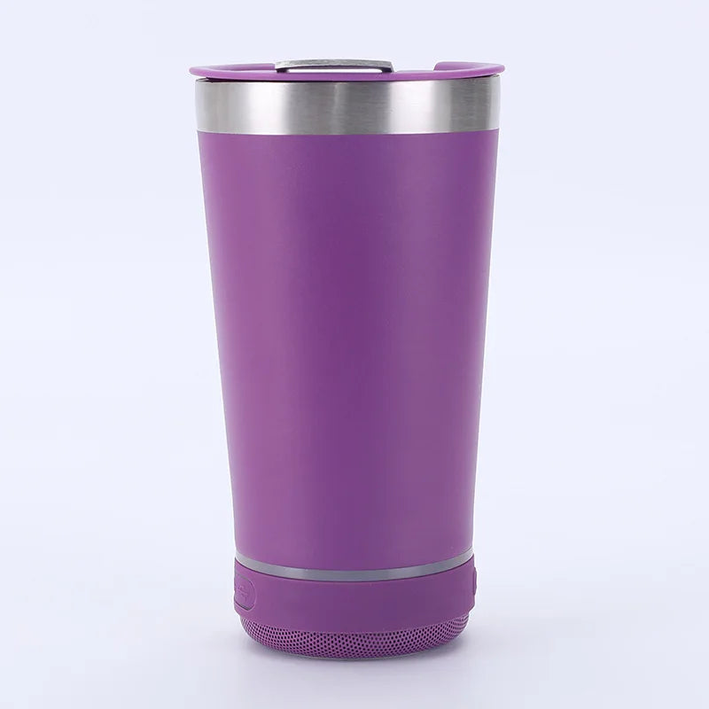 Copo Térmico de Aço Bluetooth Criativo 16oz 450ml com Dupla Camada, Refrigerador de Gelo para Carro, Coffee e Cerveja, Garrafa Térmica