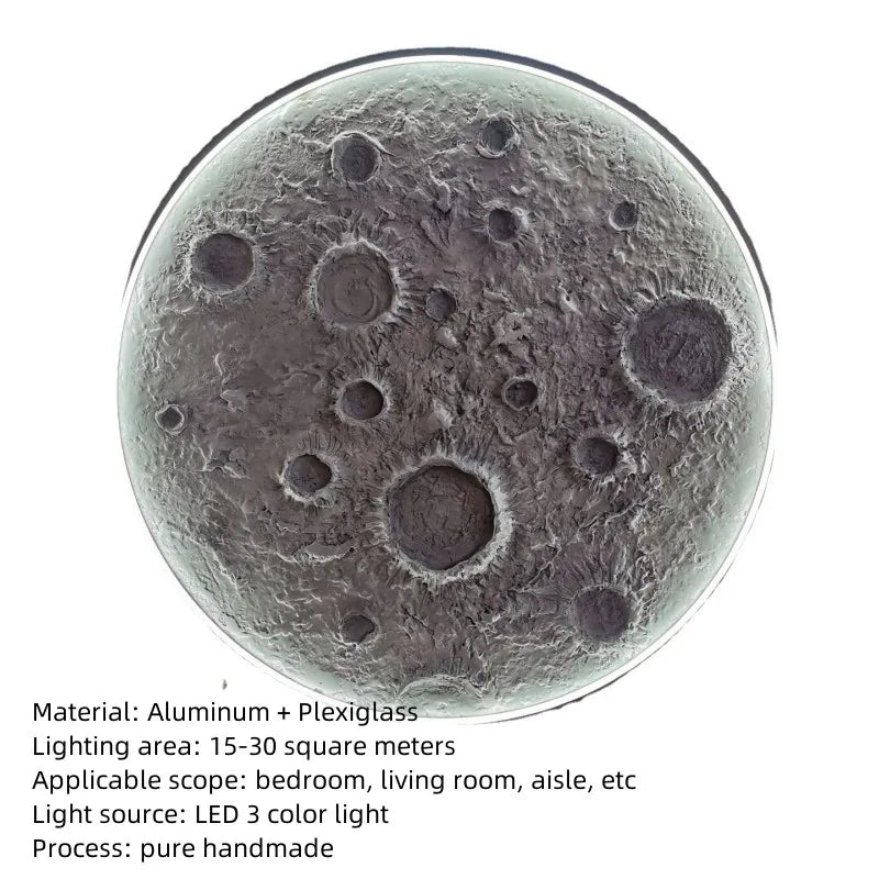 Lâmpada de parede 3D Crater moderna Luxo Redondo Tridimensional Alívio Lua Design Embelezado Decoração de Casa 3 Cor Lâmpada Mural