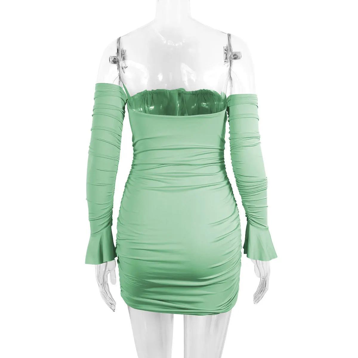 Fairyshely Sexy Ruffle Curto Vestido Clube Senhoras 2025 Outono Verde Bodycon Vestidos Para As Mulheres Festa Apertado Mini Vestido Clubwear