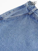 TRAF Verão Feminino Novo Jeans Moda Street Wash Jeans Botão Frontal Mini Saia Sexy Slim Blue Jeans Saia Centenas de Calças