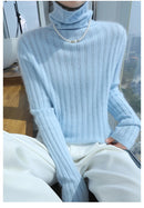 Pilha pescoço camisola mulheres 2025 outono einverno novo 100% puro vison cashmere camisola moda feminina malha pulôver de manga comprida