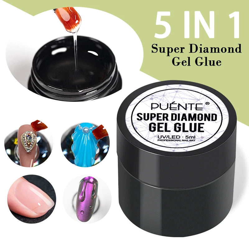 Esmalte em Gel Autonivelante 15ML Livre de Hema Gel Transparente Rígido Extensão de Unhas Modelagem 3D Cola para Strass Removedor de Verniz UV