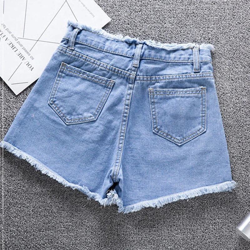 2023 Verão Mulher High Haist Jeans Shorts Moda Ásperas Denim Calças Curtas Colegial Calças Casuais Azul Preto Branco Jeans