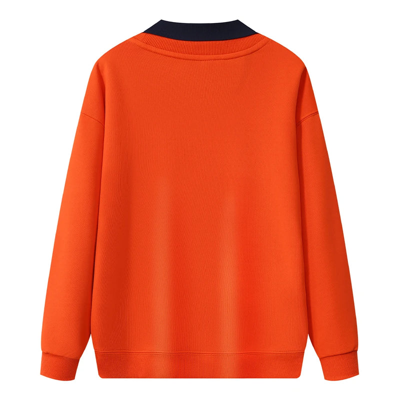 Moletom com capuz de gola polo de manga comprida unissex, blusa de moletom fashion com blocos de cores e patchwork, com capuz para homens, elegante, moletom masculino