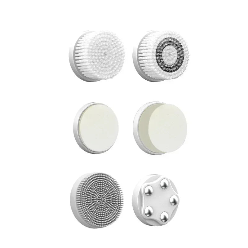 Dispositivo de Limpeza Facial Elétrico LED 6 em 1, Escova de Lavagem Facial, Escova de Limpeza Facial, Mini Hifu, Cuidados com a Pele, Carregador USB