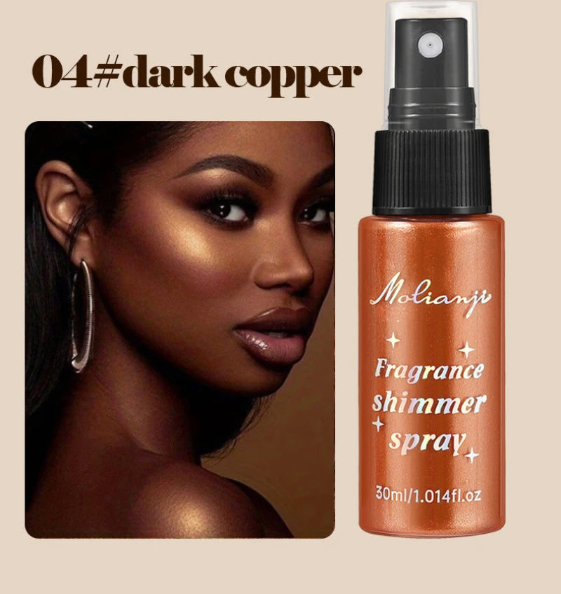 Spray Iluminador com Glitter Perolado, Óleo Loção