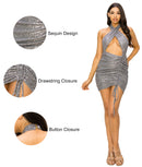 Mini Sexy Bodycon Vestido de Verão Mulheres 2024 Aniversário Estiramento Lantejoulas Vestidos de Festa Roupas Femininas Vestidos Para Mujer Robe Femme