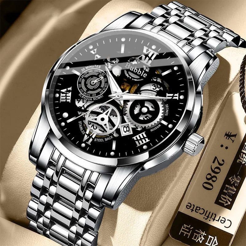Relógio UTHAI Para Homens Na Moda High End Luz Luxo Versátil Relógios De Pulso De Quartzo À Prova D' Água Romano Oco Masculino Relógio