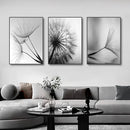 3 PCS Preto e Branco Arte Da Parede Pintura Em Tela Dente De Leão Flor Fotos Cartaz E Impressões Casa Obras De Arte Decorativas Para Cozinha