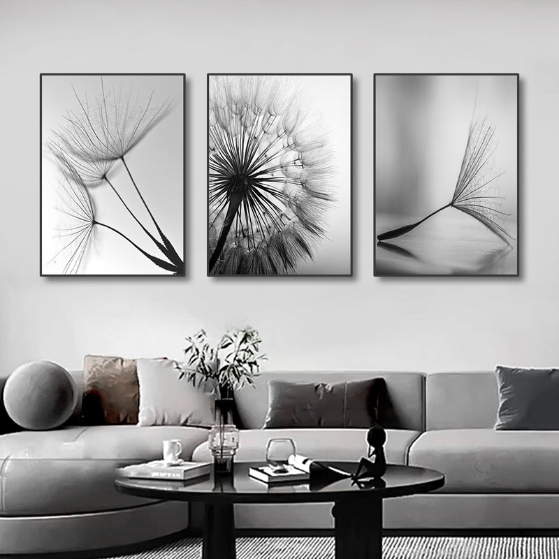 3 PCS Preto e Branco Arte Da Parede Pintura Em Tela Dente De Leão Flor Fotos Cartaz E Impressões Casa Obras De Arte Decorativas Para Cozinha