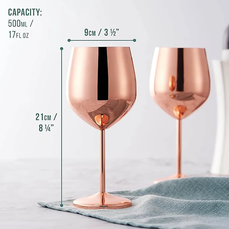 os copos de vinho altos de aço inoxidável 3PCS, projeto moderno elegante, 18oz, podem ser usados para o presente do dia do Valentim e o uso home