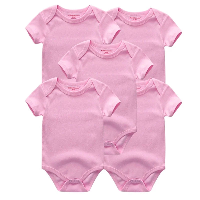 Kiddiezoom 5 Pçs/lote Quatro Estações Moda Dos Desenhos Animados de Manga Curta Do Bebê Menino Menina Bodysuits Macio 100% Algodão Recém-nascido Onesies Roupas