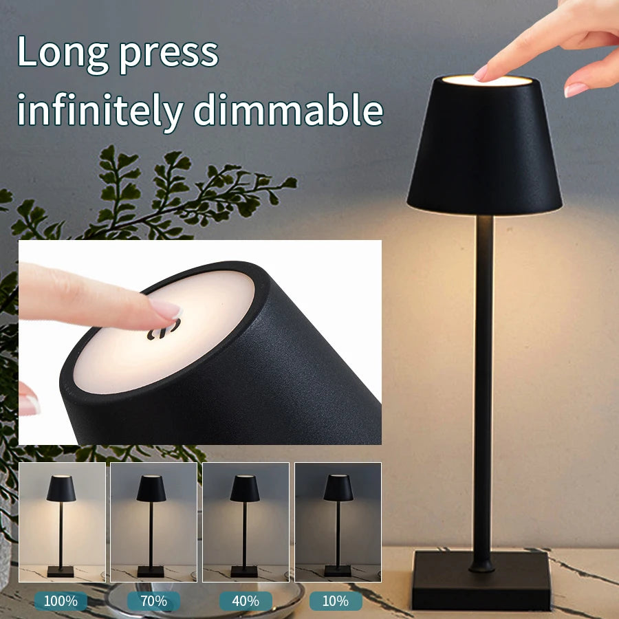 Recarregável LED Lâmpada de mesa Interruptor de toque 3 níveis Luzes de mesa reguláveis Bar Club Dinner Iluminação ambiente decorativa criativa