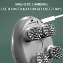 Massageador de Cabeça Elétrico de Silicone com Ventosa Magnética para Couro Cabeludo, Recarregável, Silicone para Ombro, Multifuncional, Amassamento e Vibração, Spa para Cabeça